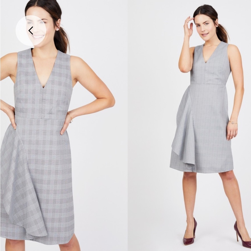 Rachel Roy Collection Glen Plaid Asymmetrical Sheath Dress Size 14
